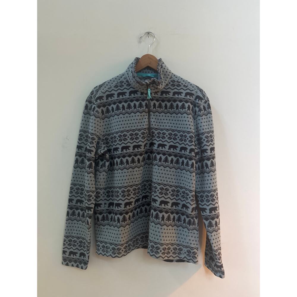 Chubbies The Bear Hug Fleece Half Zip Pullover Jacket Fair Isle Mock Neck Small